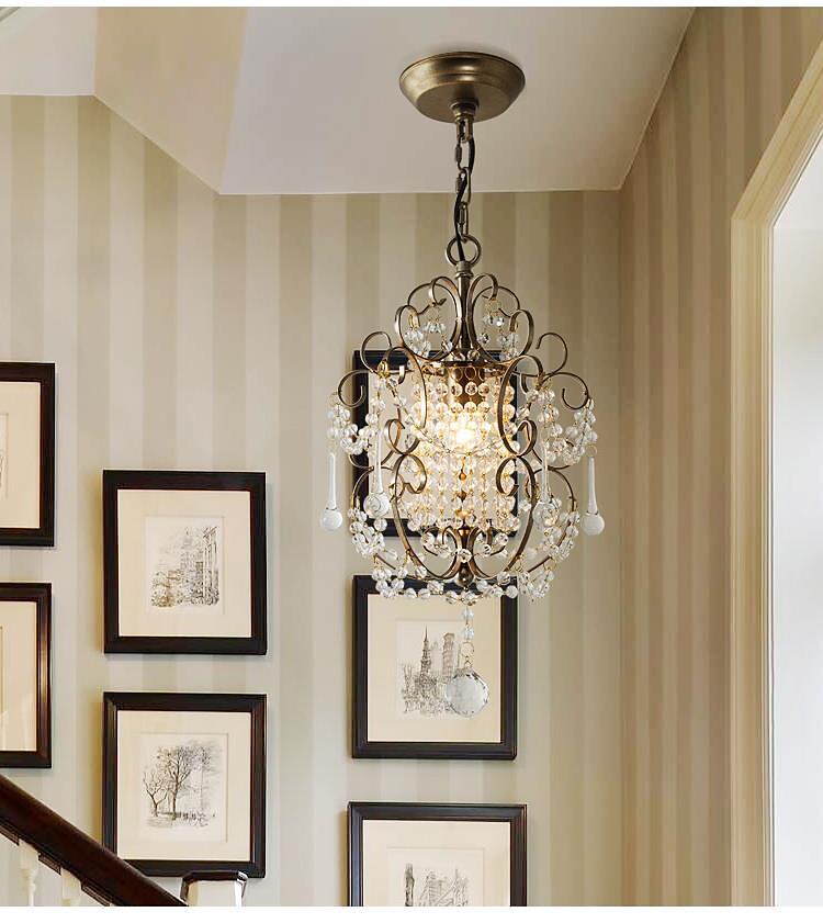 led lysekroner, pendellys loft rustikk enkelthode jern led krystall lysekrone metall soverom auditorium hengende lampe takbeslag lys belysning rustikk elegant gårdshus komp 110-240v 2025 - $257.89 –P2