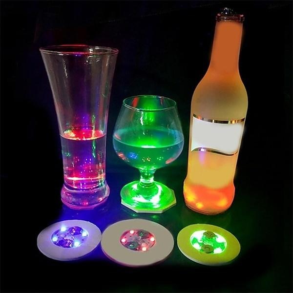 1/2/5pcs LED Coaster Flashing Creative Luminous Bottle LED Light Cup Sticker Mat Bar Club Party Supply Coaster Decor 2025 - $8.99 –P9