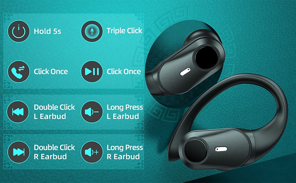 Wireless Earbuds Bluetooth Headphones 48hrs Play Back Sport Earphones with LED Display Over-Ear Buds with Earhooks Built-in Mic Headset for Workout 2025 - $36.99 –P2