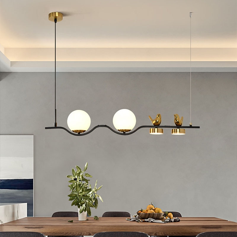 led taklampa 4 huvuden kulformad glasskärm liner globle design modern nordisk vardagsrum matsal lampor inomhus dekoration tak hängande belysning 110-240v 2025 - $279.99 –P2