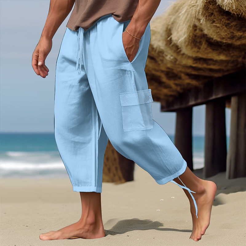 Férfi Cargo nadrág Vászon nadrág Nyári nadrág Strand nadrág Zsinór Rugalmas derék Sima Mokaszinok Légáteresztő Hétköznapi Napi Szabadság Divat Klasszikus stílus Fekete Fehér 2025 - $10.69 –P10