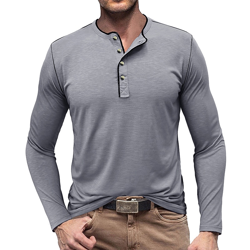 Férfi Gombos póló Henley ing Tee Top Hosszú ujj Henley Nyár Sima Divat Dizájn Alap Vakáció Utca Alkalmi Fehér Sárga Piros Férfi felső póló 2025 - $30.99 –P1