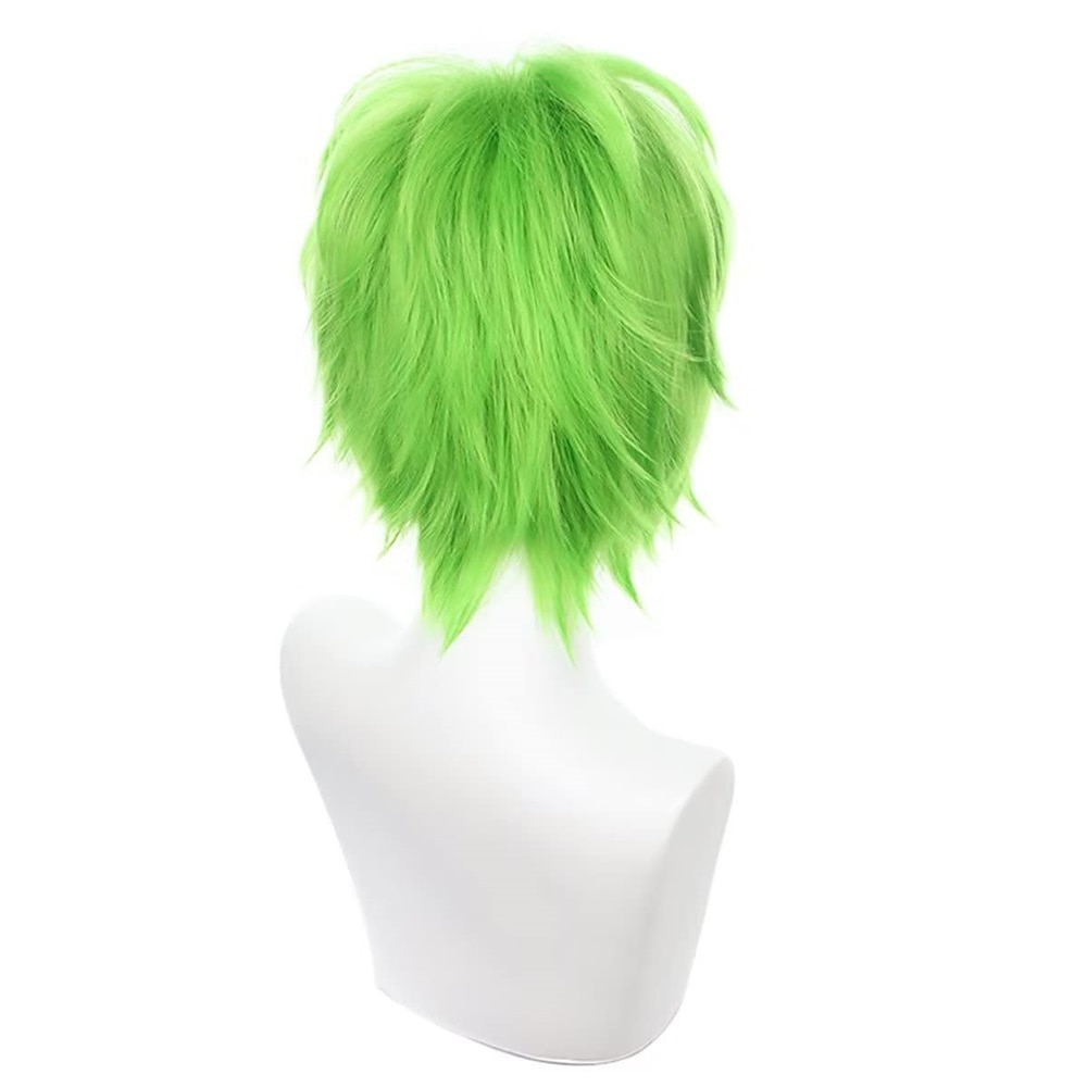 parrucca cosplay verde corta, ispida, soffice, resistente al calore, a strati, capelli sintetici, uomo e donna, parrucca per festa di carnevale del 2026 a $13.99 –P8