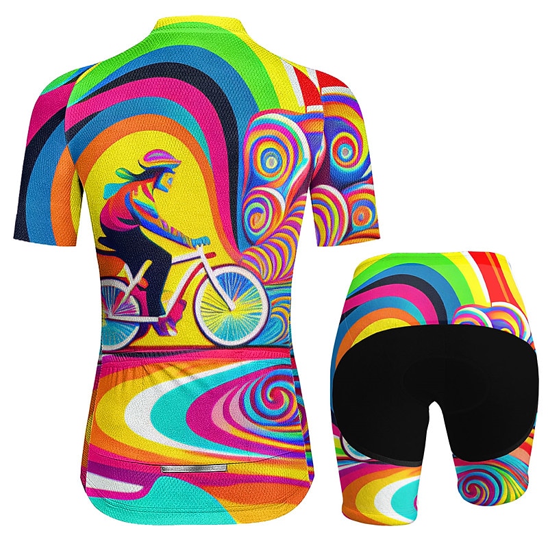 Γυναικεία Φανέλα και σορτς ποδηλασίας Κοντομάνικο Ποδηλασία Βουνού Ποδηλασία Δρόμου Καλοκαίρι Βιολετί Ροζ Μπλε Γραφική Ποδήλατο 3D Pad Γρήγορο Στέγνωμα Πίσω τσέπη Ύγρανση Αναπνέει Σπαντέξ Αθλητισμός 2026 - $42.99 –P11