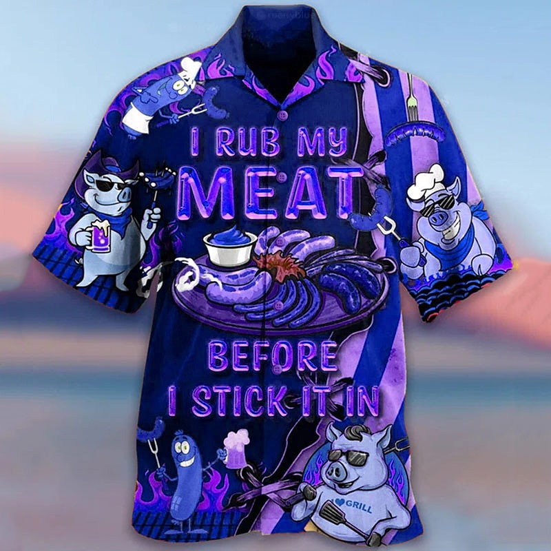 Herr Tecknat Skjorta Kortärmad Mode Designer Ledigt Utomhus Ledigt Dagligen Vår & sommar Nedvikt Mönster Button-Down Gul Rodnande Rosa Rubinrött Blå Purpur 2025 - $24.99 –P4