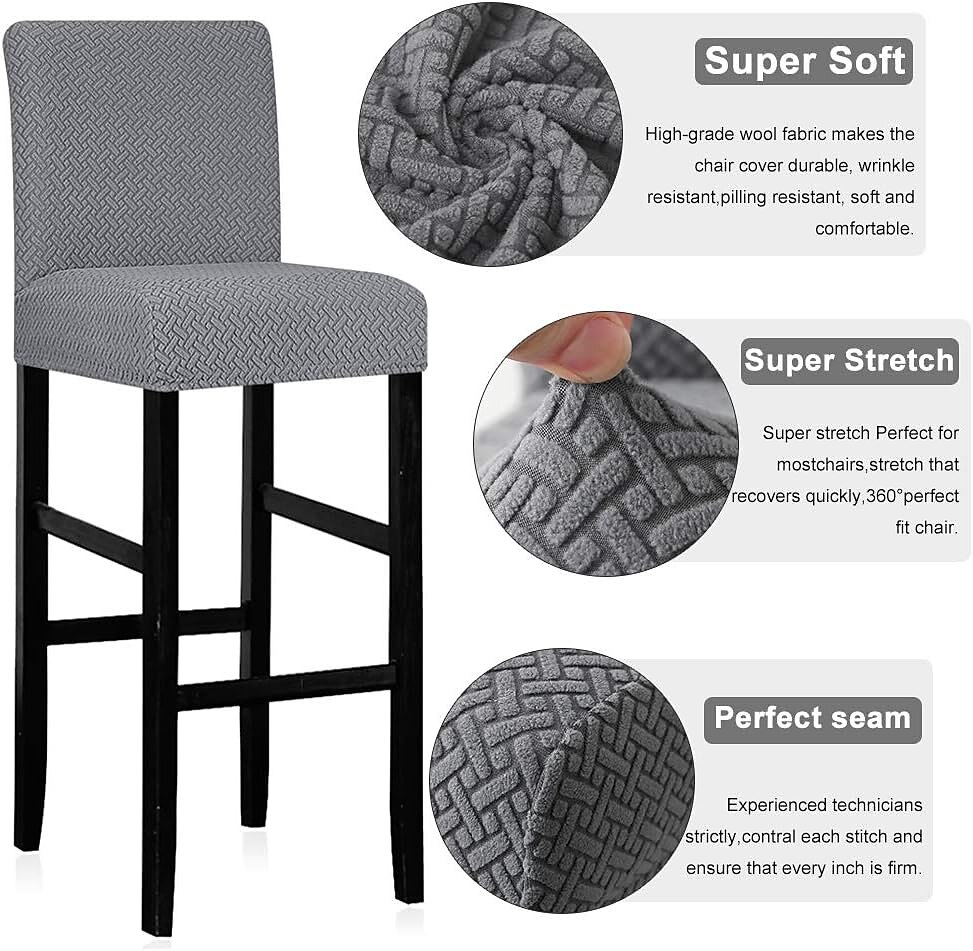 2 piezas de funda elástica para taburete de bar, color negro, para comedor, cafetería, taburete de bar, tejido jacquard con base elástica 2025 - $9.99 –P4