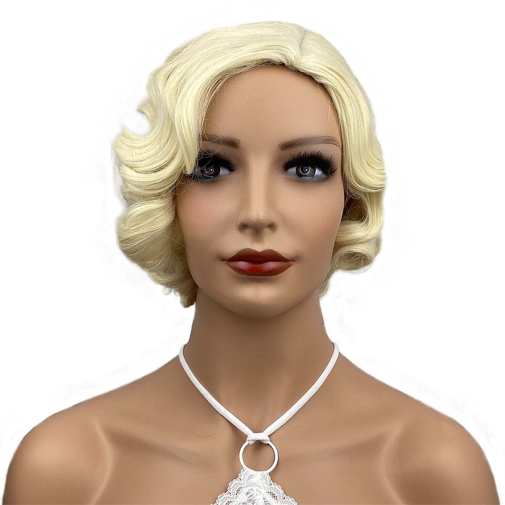 Vinger Golf Perzik Synthetisch Haar voor Vrouwen 1920s Vintage Cosplay Carnaval Feest Dagelijks Gewone Draag Korte Krullende Perzik Halloween Perziken 2025 - $19.99 –P1