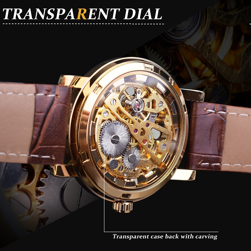 Winner Transparent Fashion Case Luxury Casual Design Leather Strap Mens Watches Top Brand Luxury Mechanical Skeleton Watch 2025 - $31.99 –P5