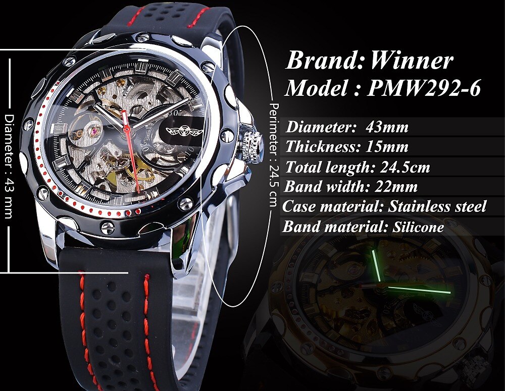 WINNER Mannen Mechanisch Horloge Luxe Groot Wijzerplaat Mode Zakelijk Automatisch Zelfopwindend Luminous Decoratie Leren Horloge 2025 - $51.99 –P3