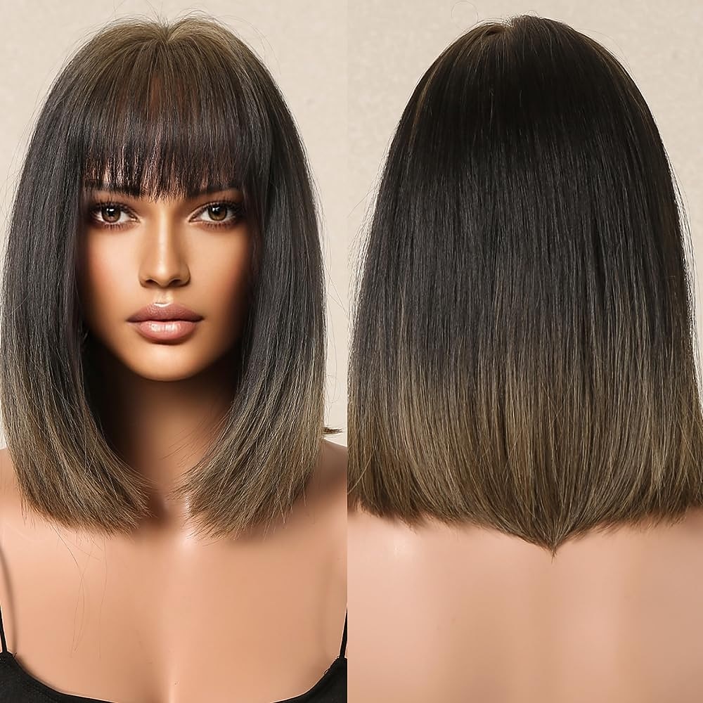 parrucche bob nere per donna parrucche bob corte con frangia parrucche dritte per uso quotidiano sostituzione dei capelli capelli naturali in cerca di uso quotidiano da ragazza del 2026 a $24.99 –P9