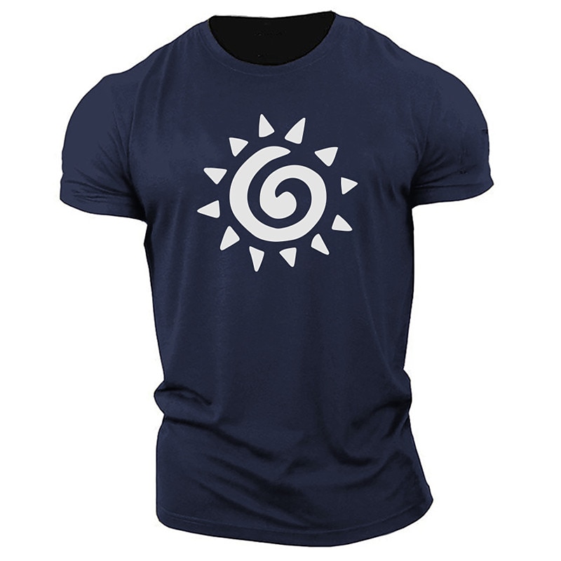Herren Sonne Grafikdrucke T Shirt Grafischen T-Shirt Baumwolle Kurzarm Grafik Hemd Weiß Marineblau Blau Bequemes T-Shirt Outdoor Straße Modedesigner-Kleidung 2025 - $15.99 –P2