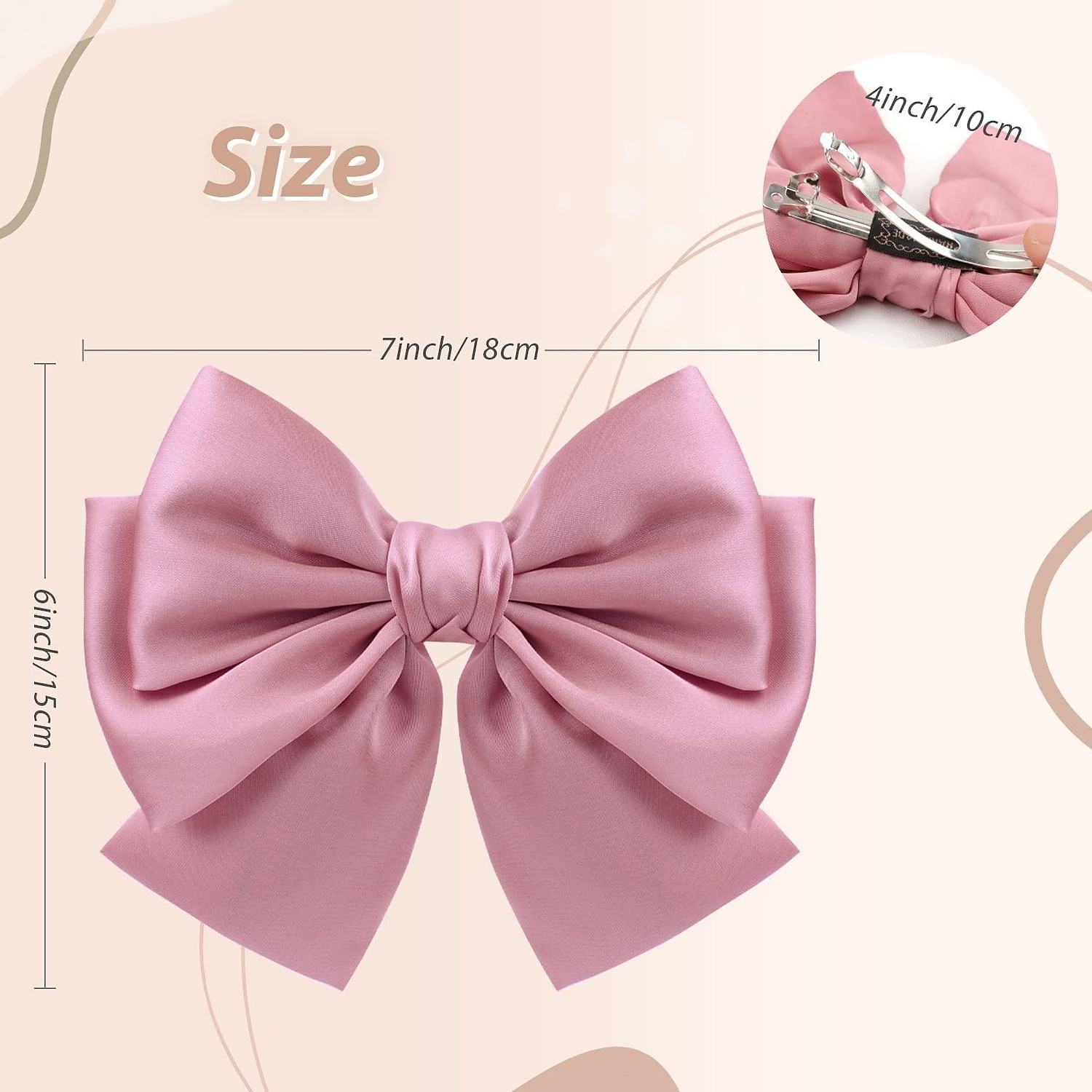 stora satin lager rosetter för kvinnor flickor 7 tum rosa blå hårspänne hårklämma stora band rosetter stil håraccessoarer 2025 - $4.99 –P3