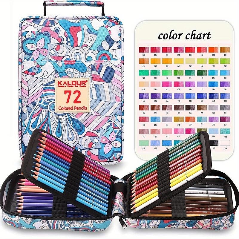 Premium kleurpotloden voor volwassen kleurboek, set van 72 kleuren, etui met ritssluiting, met puntenslijper, zachte kern, 7 metallic kleuren, ideaal voor het mengen van lagen, voor kunstenaars, 2025 - $43.99 –P3