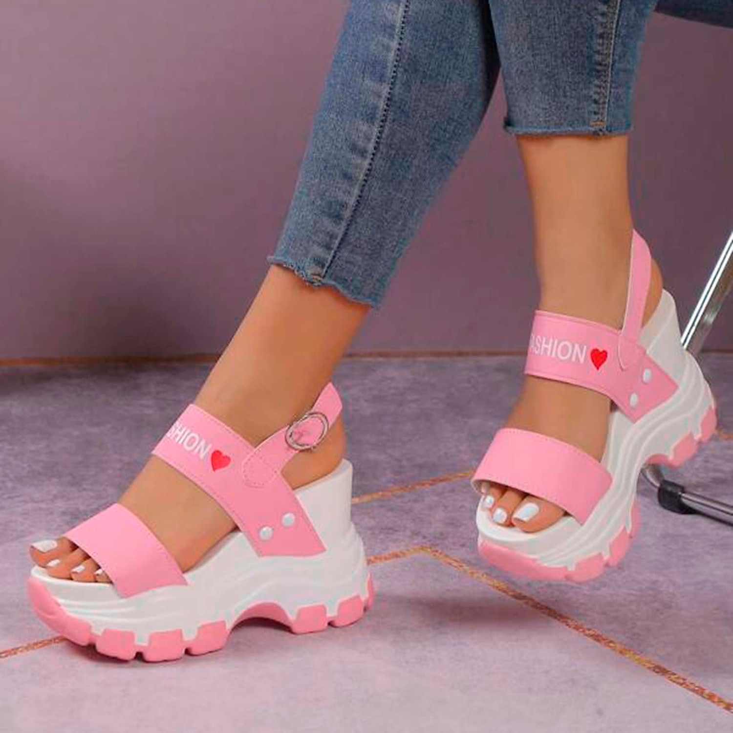 sandali con plateau chunky da donna – sandali sportivi con zeppa neri e bianchi con cinturini regolabili, scarpe estive alla moda per outfit casual e streetwear del 2026 a $42.99 –P10