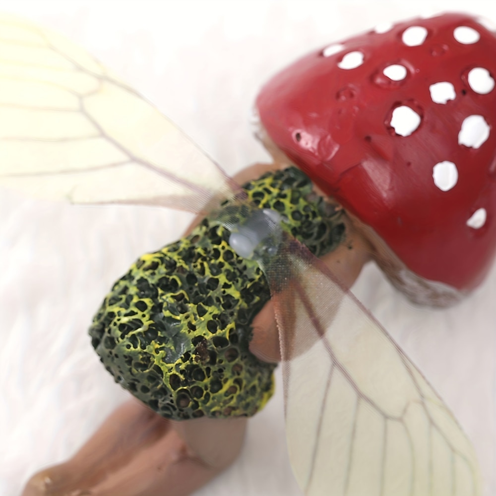 Śpiące na zewnątrz mały leśny grzyb wróżka dekoracja z żywicy, mini ręcznie malowana ozdoba z żywicy do domowego biura ogrodowego 2026 - $15.49 –P2