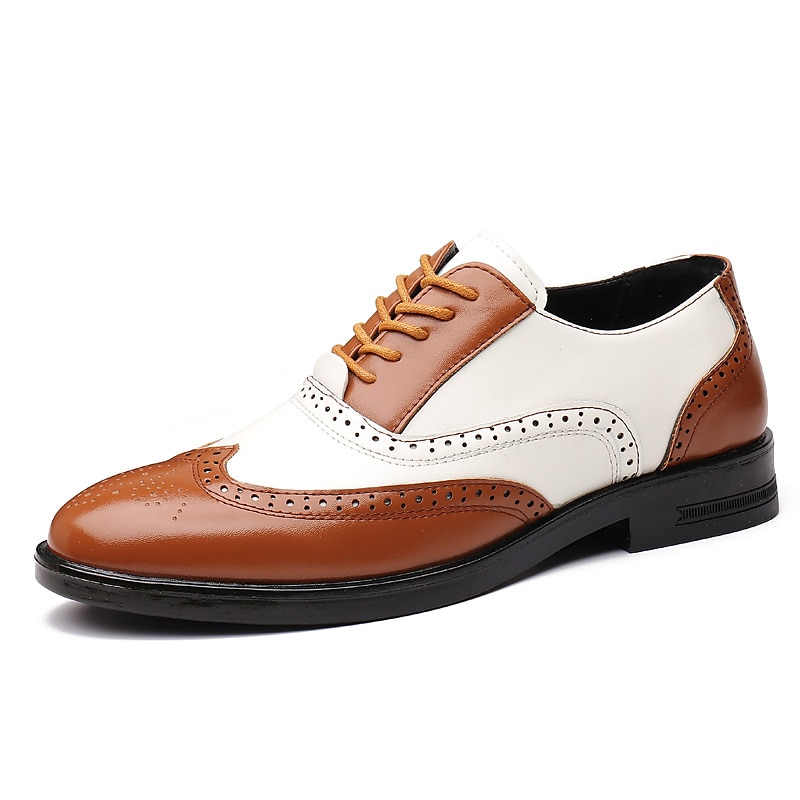 Ανδρικά λευκά και μπορντό παπούτσια Oxford brogue με wingtip, γυαλιστερά δερμάτινα παπούτσια για θεατές εμπνευσμένα από το Gatsby, για τζαζ πάρτι της δεκαετίας του 1920, vintage γάμους και θεματικές επίσημες εκδηλώσεις 2025 - $46.99 –P9