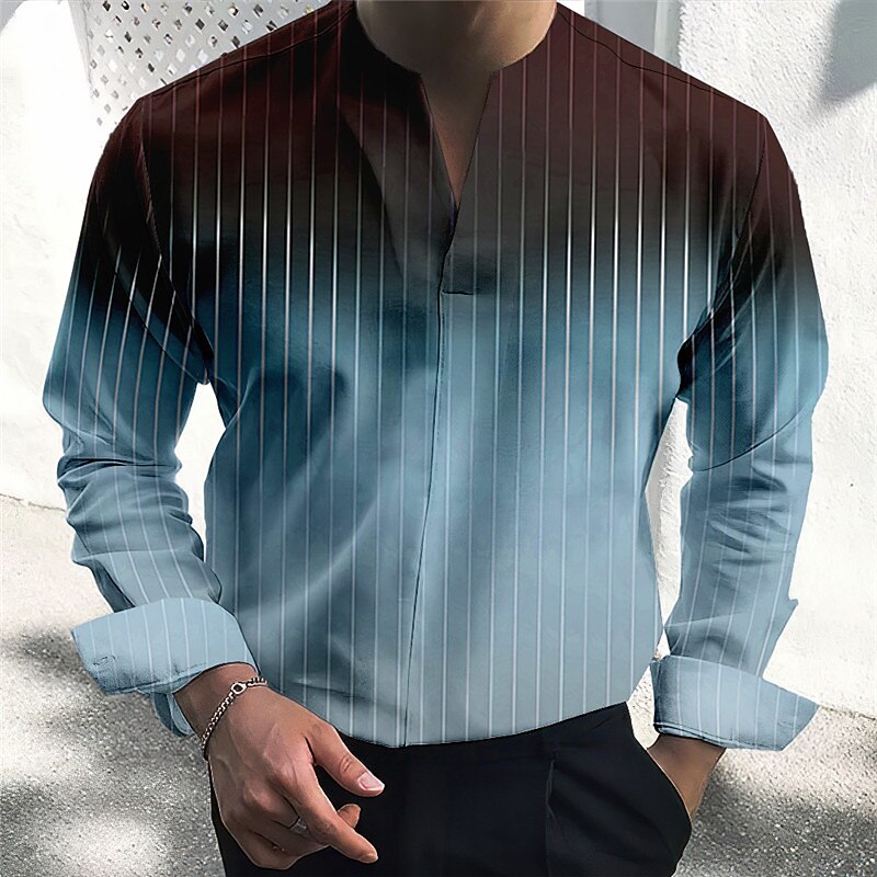 Voor heren Overhemd Verloop Buiten Casual Blozend Roze blauw Groen Khaki Lange mouw V-hals Zomer Herfst Kleding Afdrukken 2025 - $26.99 –P6