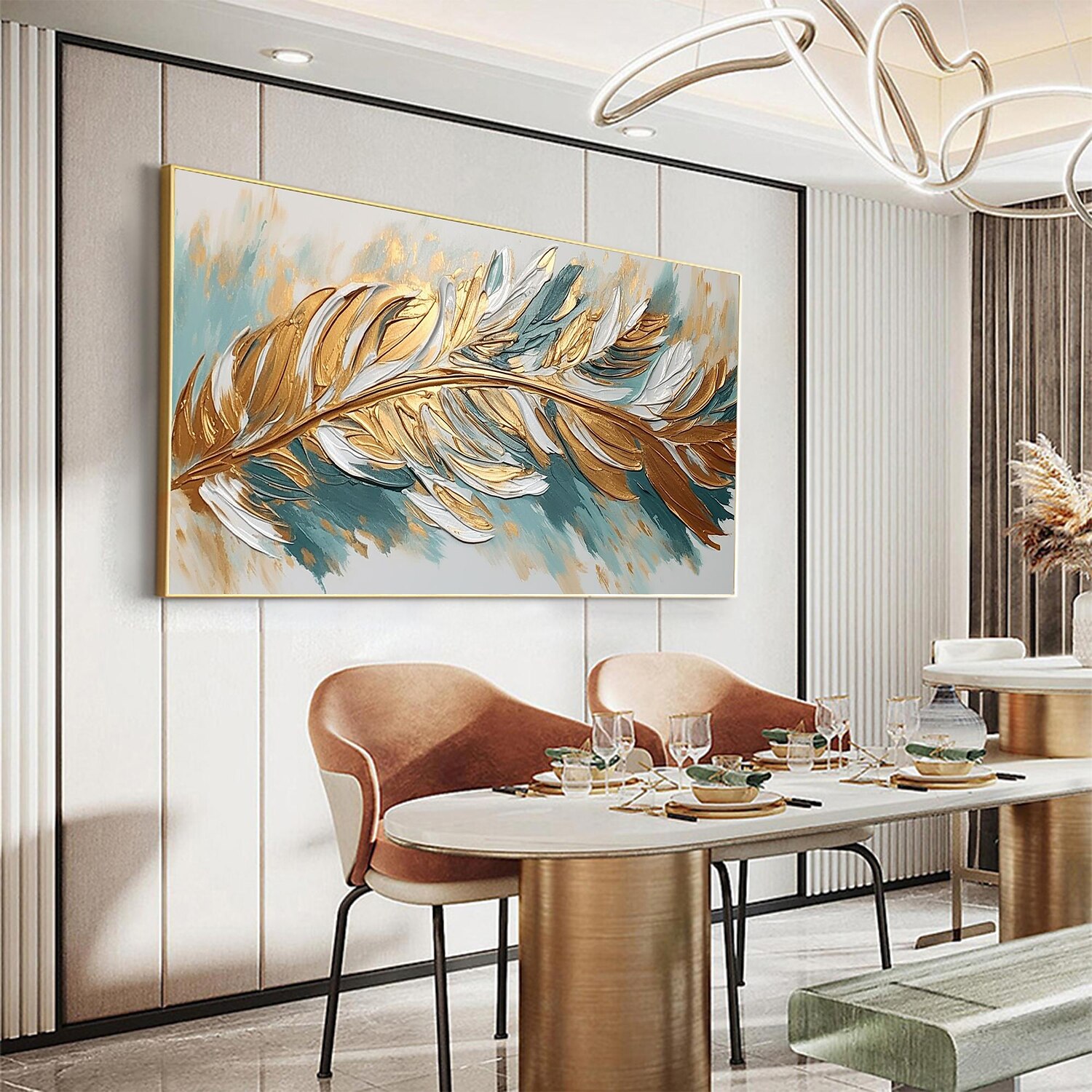 Handmade Oil Painting Canvas Wall Art Decor Original Feather Painting for Home Decor With Stretched Frame/Without Inner Frame Painting 2025 - $150.99 –P1