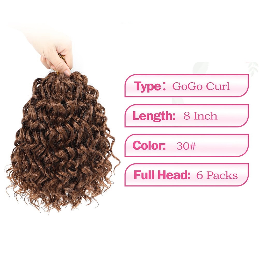 Gogo Curl Crochet Hair 8 Inch 6 Packs Short Curly Crochet Hair