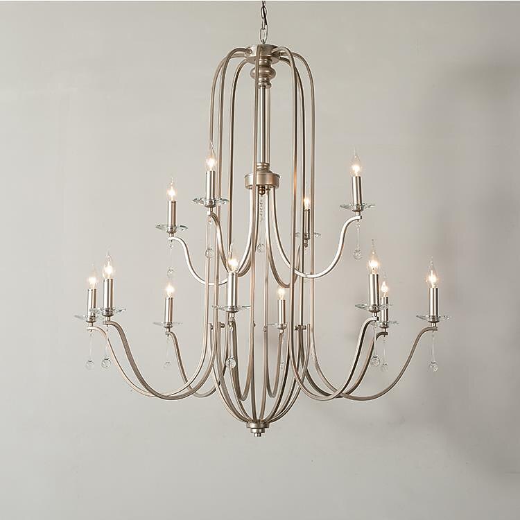 Chandelier for Dining Room Candle Style 6/9/12-Heads Modern Farmhouse Pendant Lighting,9-Light Brushed Candle Ceiling Hanging Fixture for Living Room Bedroom Coffee 110-240V 2025 - $558.79 –P4