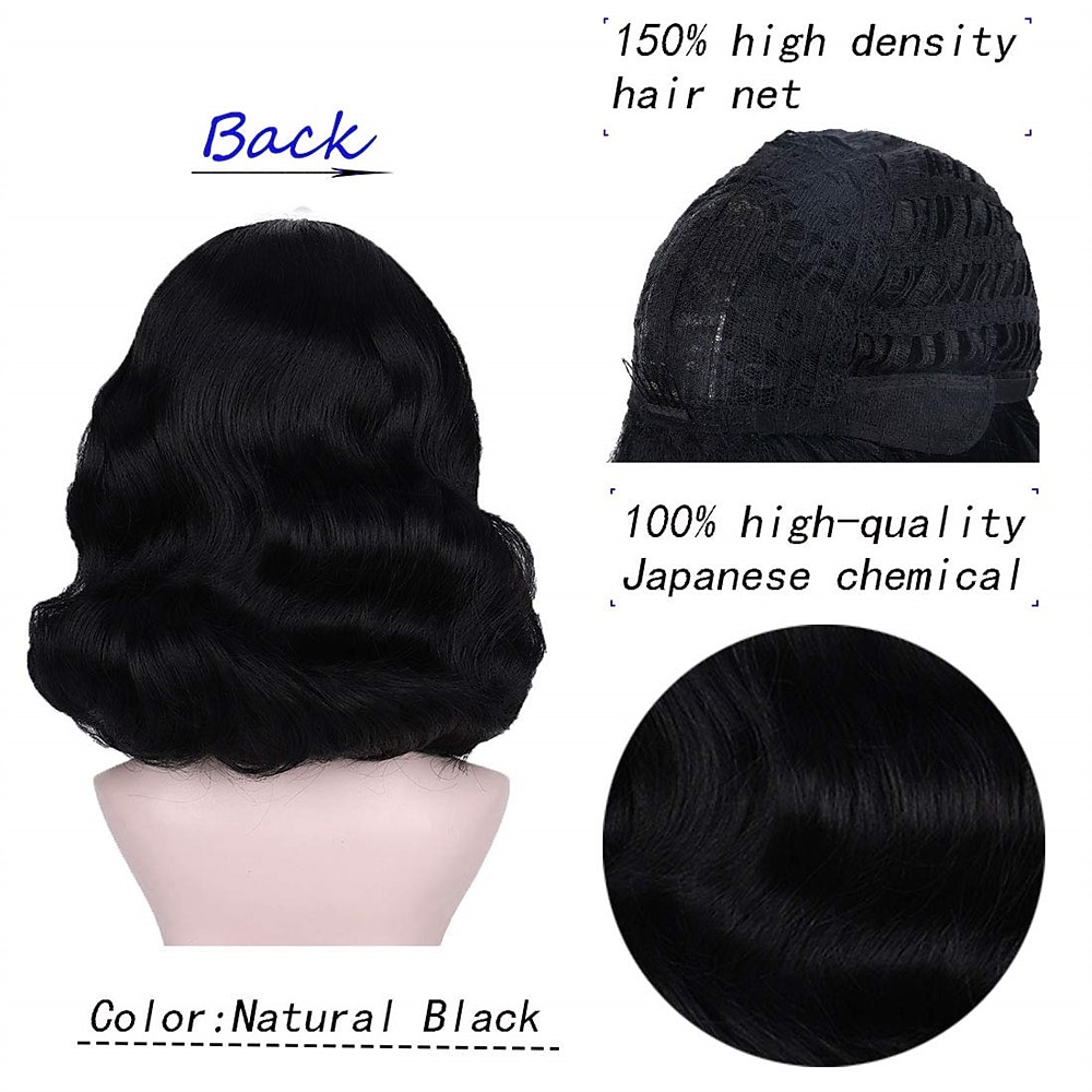 Hair 50s Wig Rockabilly Vintage Wig Wavy Black Wig  Wig For Woman For Cosplay & Daily Use Halloween Wigs 2026 - $18.49 –P6