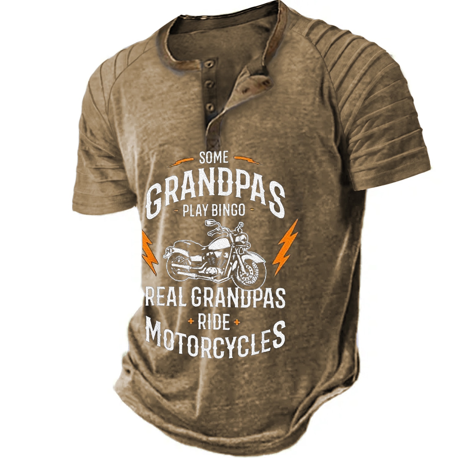 Papa Shirts Motorcycle Vintage Mens 3D Shirt For Birthday | Brown Summer Cotton | Henley Raglan Letter Graphic Prints Clothing Apparel Outdoor Daily Short Sleeve Patchwork Pleats Fashion 2025 - $20.99 –P5