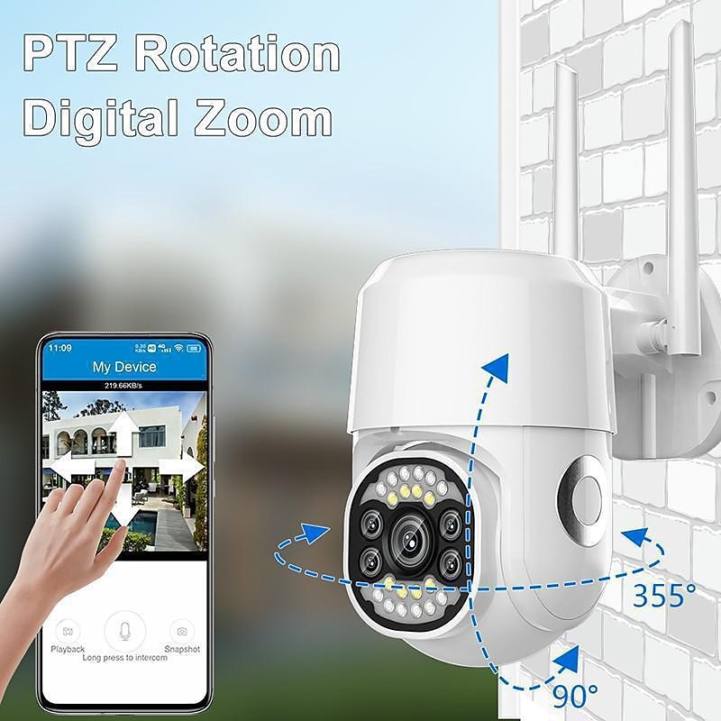 Five Lens HD 1080P/720P Wireless Speed Dome PTZ WiFi IP Camera Two-way Intercom Full Color Night Vision Motion Detection 5G Dual-band IP66 Waterproof Indoor and Outdoor Surveillance Camera 2025 - $68.99 –P4