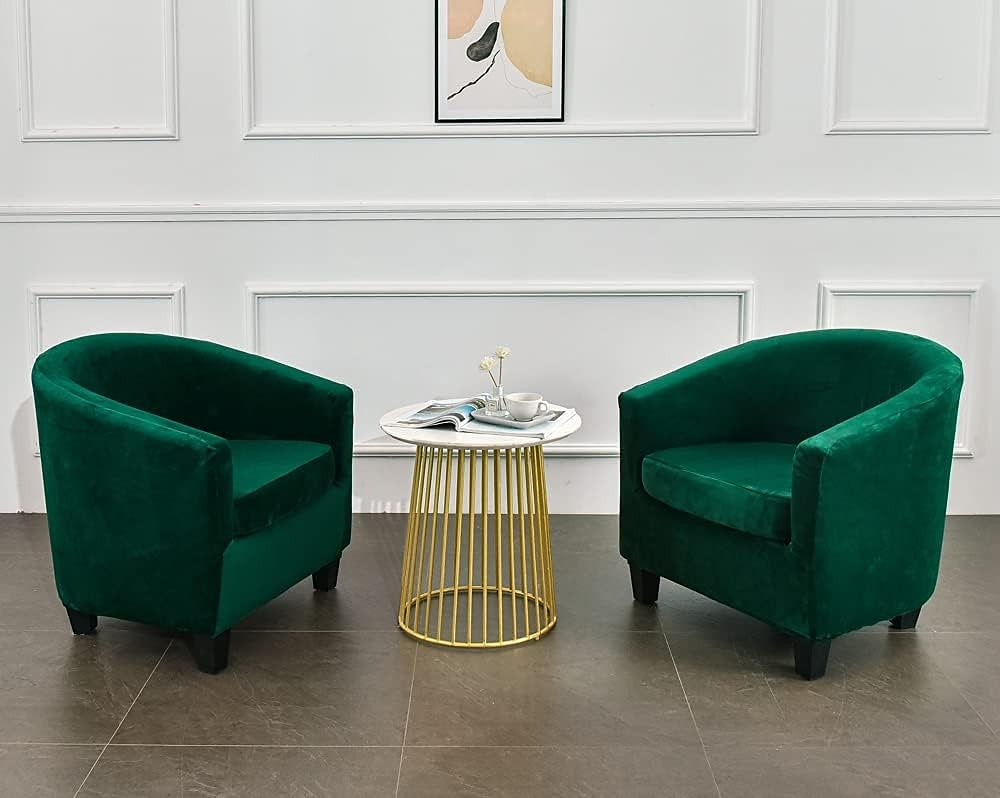 Velvet Club Chair Barrel Chair Slipcover Tub Chair Cover with Seat Cushion Cover Non Slip Furniture Protector Couch Cover with Elastic Bottom for Hotel Bar,Sage Green 2025 - $36.99 –P6