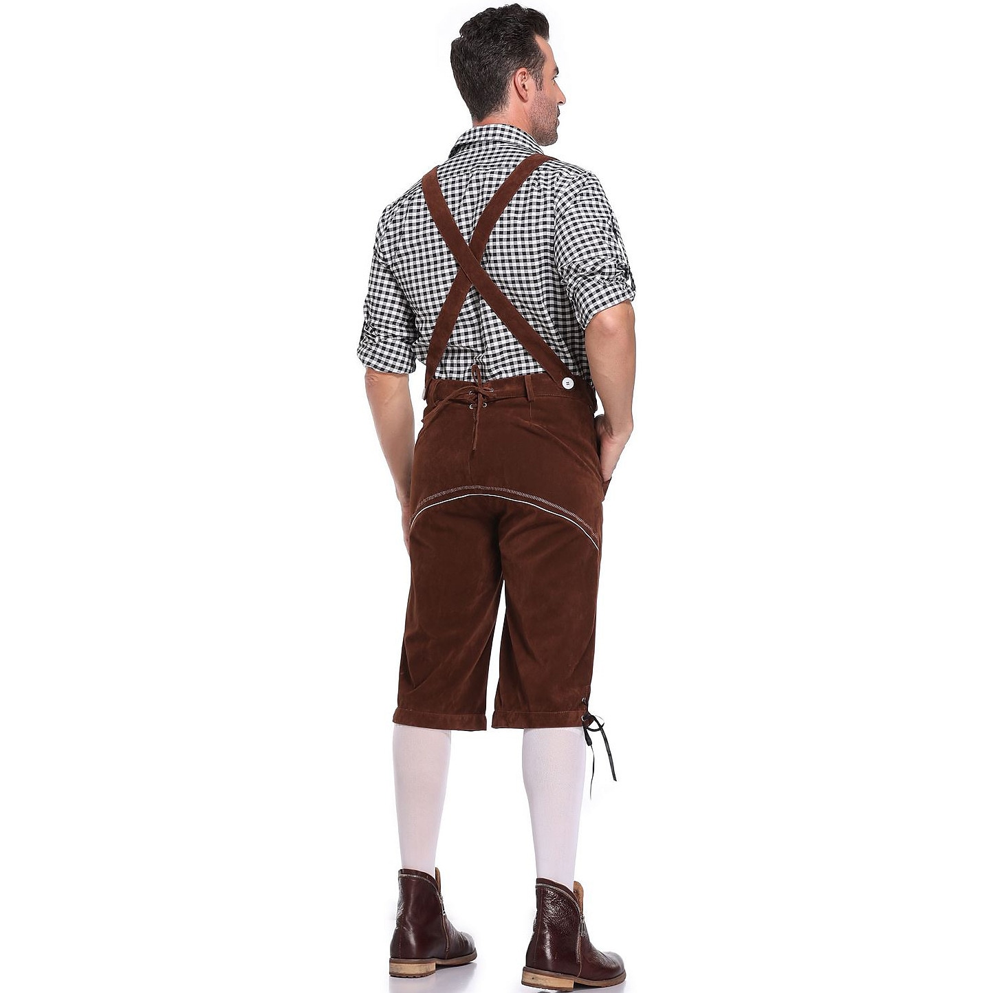 Birra Oktoberfest Costume Lederhosen Camicia Cappello alpino Bavarese Bavarese Tedesco Monaco di Baviera Prati Per uomo Panno in stile tradizionale Blusa Shorts Cappello del 2025 a $61.99 –P16