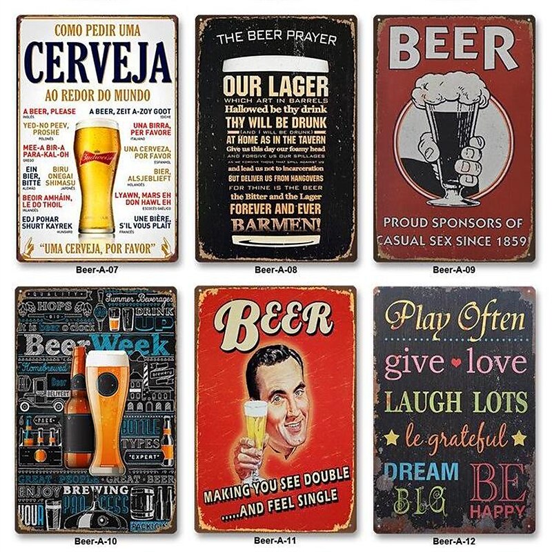 2025年 1pc バーメタルブリキ看板 ビールブリキ看板 ヴィンテージバークラブサイン 壁装飾、絵画壁掛け 家の装飾用 ウォールアート メタルブリキ看板 20x30cm/8インチx12インチ  コレクション – $11.99 –P3