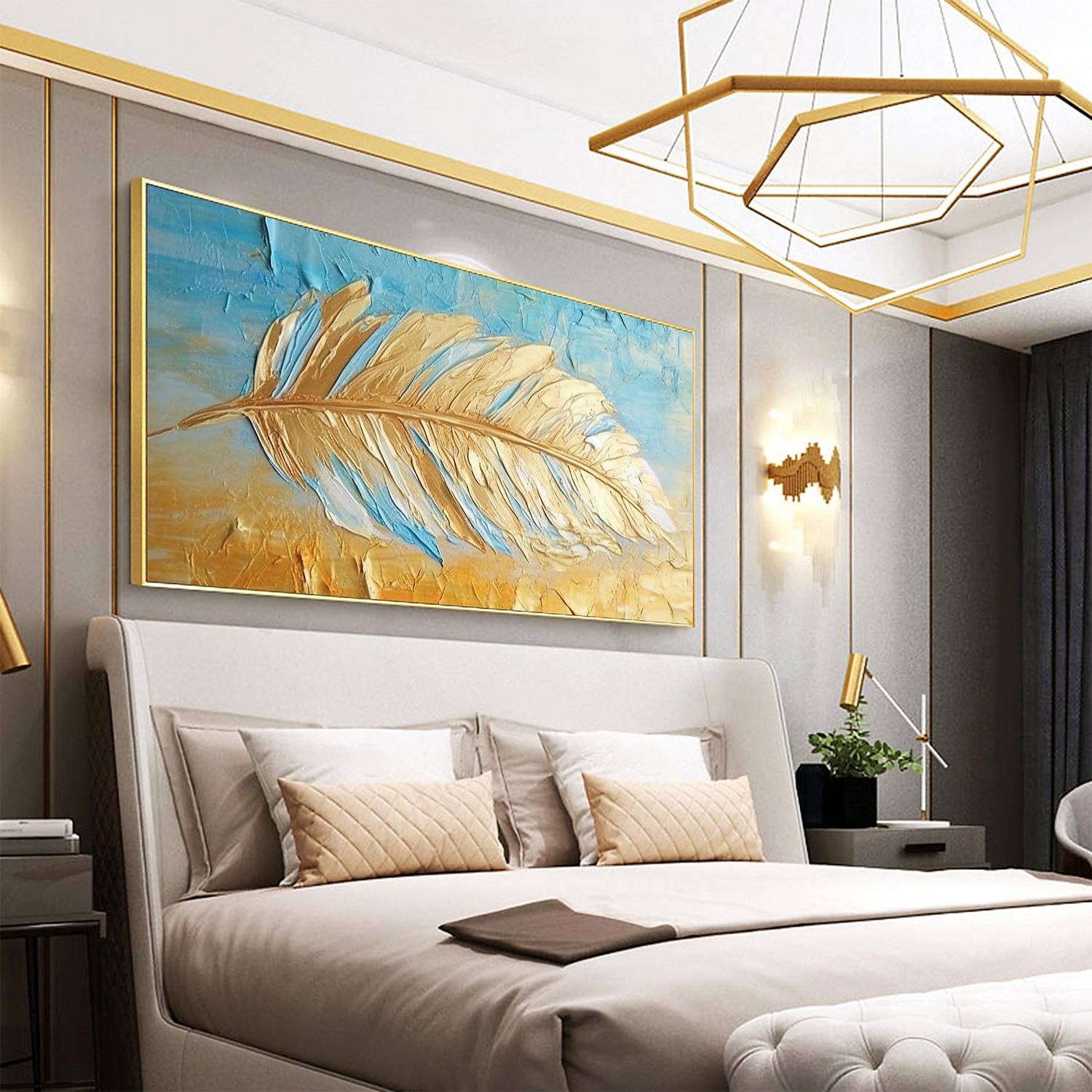 Handmade Oil Painting Canvas Wall Art Decor Original Feather Painting for Home Decor With Stretched Frame/Without Inner Frame Painting 2025 - $150.99 –P6