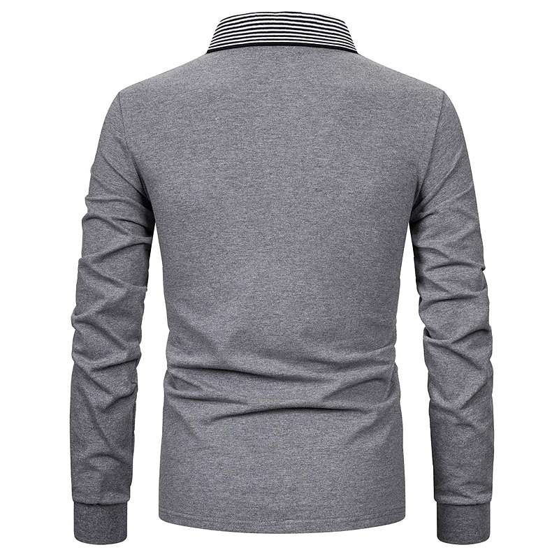 Herren Polos mit Knöpfen Poloshirt Casual Festtage Kargen Langarm Modisch Basic Glatt Klassisch Sommer Regular Fit Traube Dunkelmarine Grau Polos mit Knöpfen 2025 - $21.99 –P2