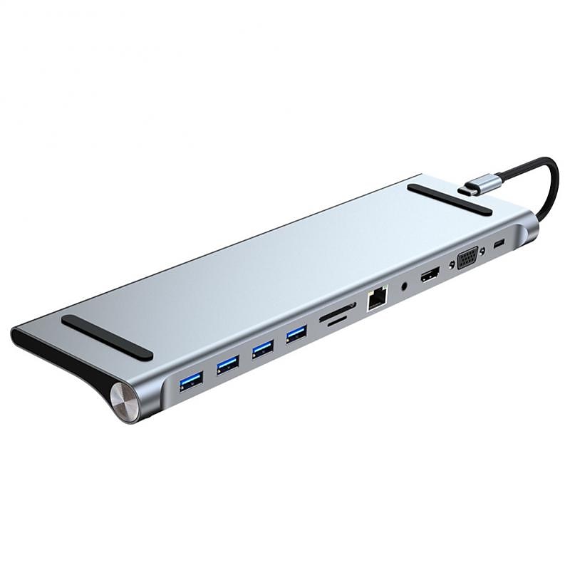 11 in 1 Type C Dock USB Hub 3.0 Splitter Multiport Adapter 4K HDMI-compatible RJ45 SD/TF VGA PD for MacBook iPad Laptop 2025 - $78.99 –P9