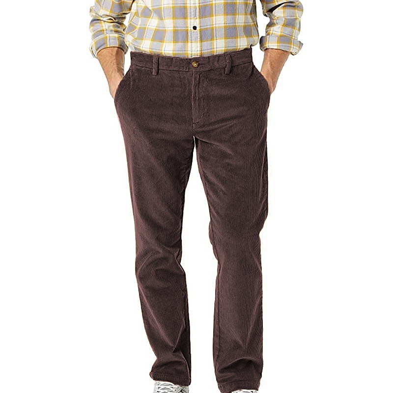 Homme Pantalon en velours côtelé Pantalons Pantalon décontracté Avec Poches Jambe Droite Couleur Unie Confort Chaud Quotidien Fête Sortir Sports Mode Marron Sapin Noir Micro-Élastique de 2026 ? $31.99 –P7