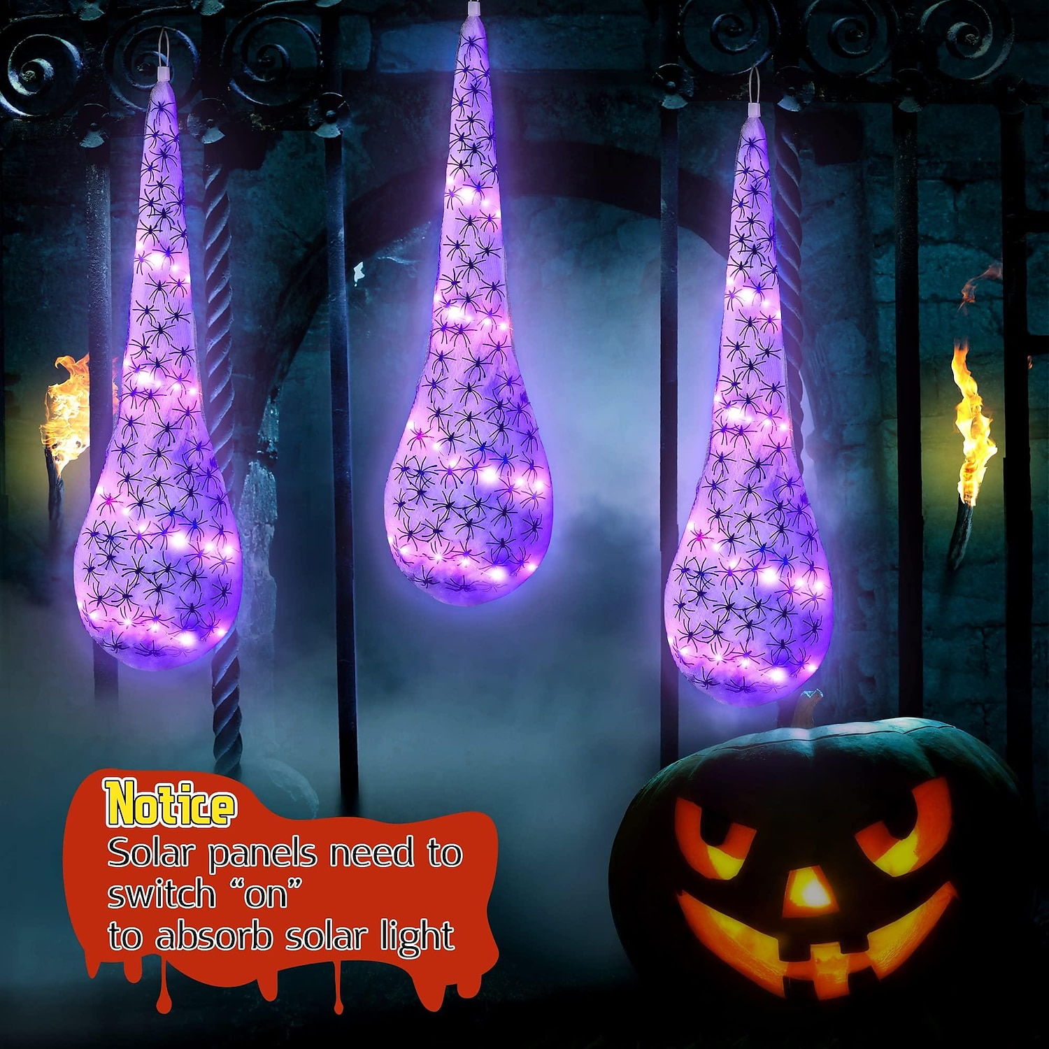 3 pack halloween decoration hanging light up spider egg sacs large halloween spider and spider web with solar string light spider props for halloween indoor outdoor party decor de 2025 ? $14.49 –P3
