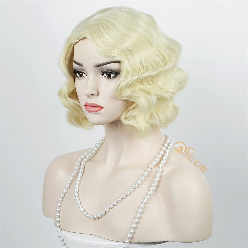 Peruca de Flapper dos Anos 1920 Cacheada com Faixa Peruca Vintage Cacheada dos Anos 20 Cabelo de Fantasia Halloween de 2025 por $19.99 –P8