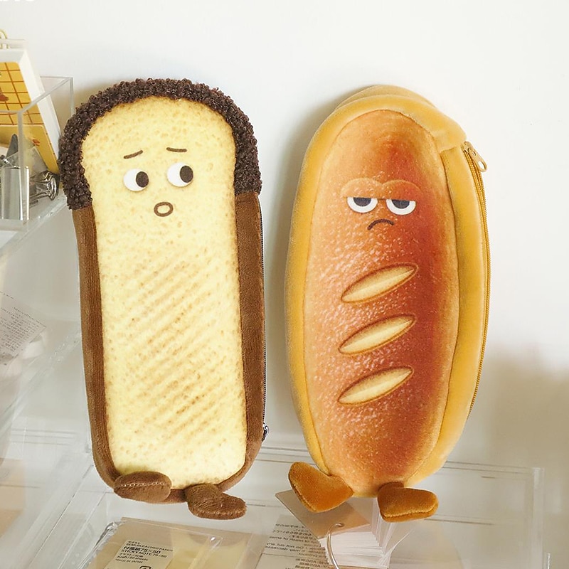 Bread Toast Pencil Case Bag for Girls Cute Plush Pen Pouch Box Large Capacity Student School Supplies 2025 - $11.99 –P4