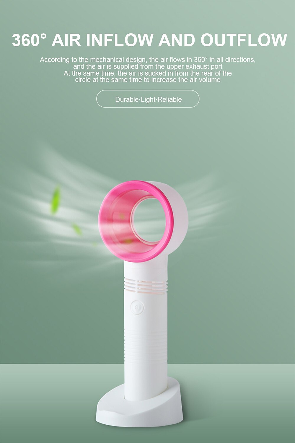 Bladeless Handheld Fan – USB Rechargeable Silent Electric Fan for Desk or Travel, Turbo Design 2025 - $19.99 –P5