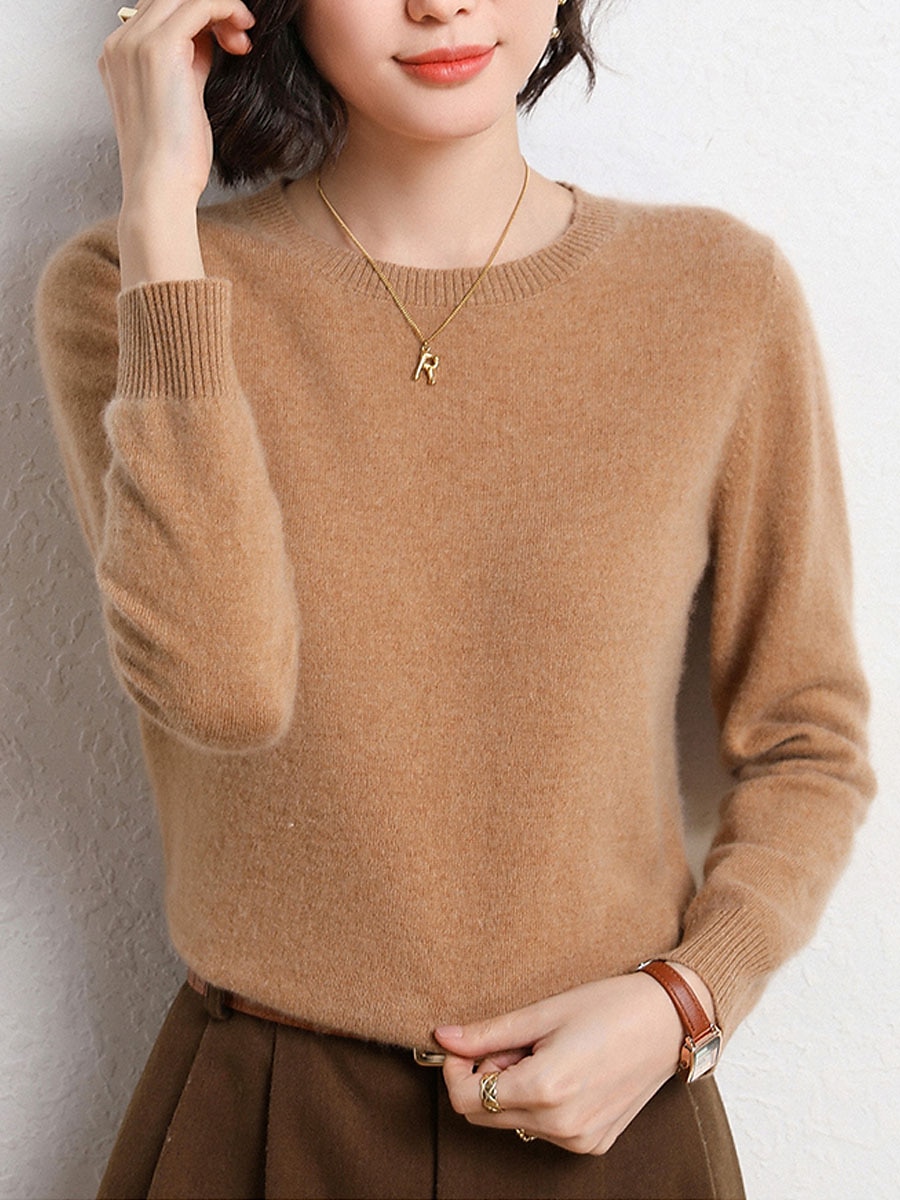 Femme Pull mode Décontractées Flexible Couleur unie A côtes Col Ras du Cou énorme manche longue Tricoter Extérieur du quotidien Sortie Noir Blanche Automne Hiver de 2025 ? $5.99 –P5