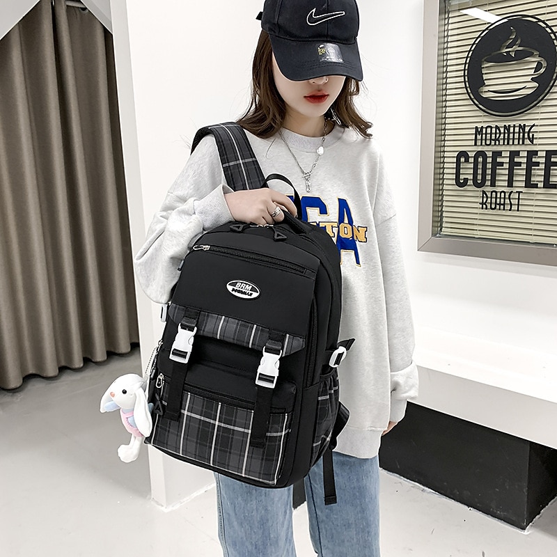 školní batoh bookbag kreslená mřížka pro studenty chlapce dívky multifunkční voděodolná velkokapacitní oxfordská tkanina školní taška batoh brašna 21,19 palce, dárek do školy 2025 - $36.99 –P16