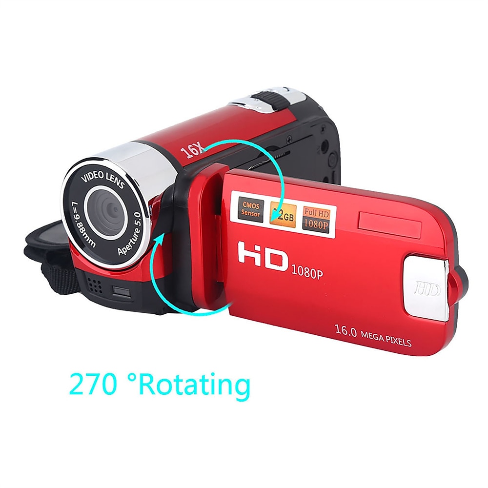Portable Full HD 1080P Vlogging Camera Recorder, 2.7" LCD, 270° Rotation, 16MP, 16X Digital Zoom, Selfie Camcorder 2025 - $66.99 –P17