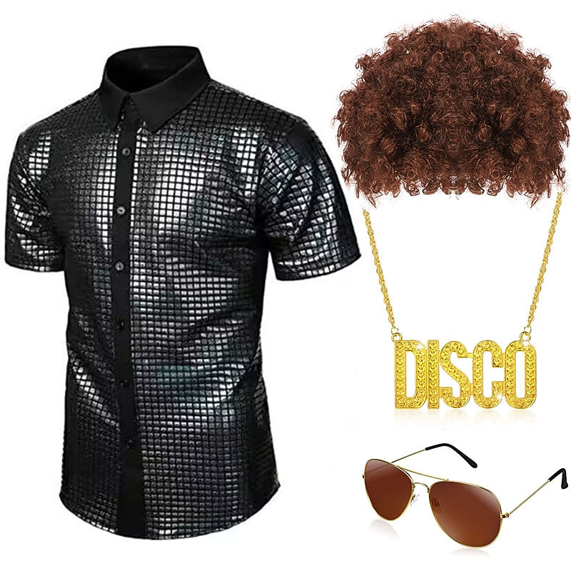 Retrò Vintage Anni '70 Disco Costume Cosplay Abiti Cosplay Costume Per uomo Carnevale Mascherata Festa / Sera Parata dell'Orgoglio Mese dell'orgoglio Adulti Blusa Occhiali Accessori per il Collo del 2026 a $51.99 –P6