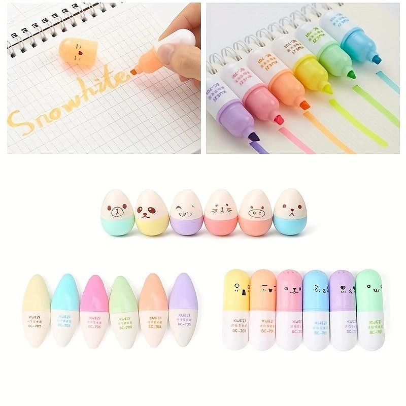 6 stks/partij capsules highlighter vitamine pil highlight marker kleur pennen tekening spot liner briefpapier kantoor schoolbenodigdheden 2025 - $9.49 –P9
