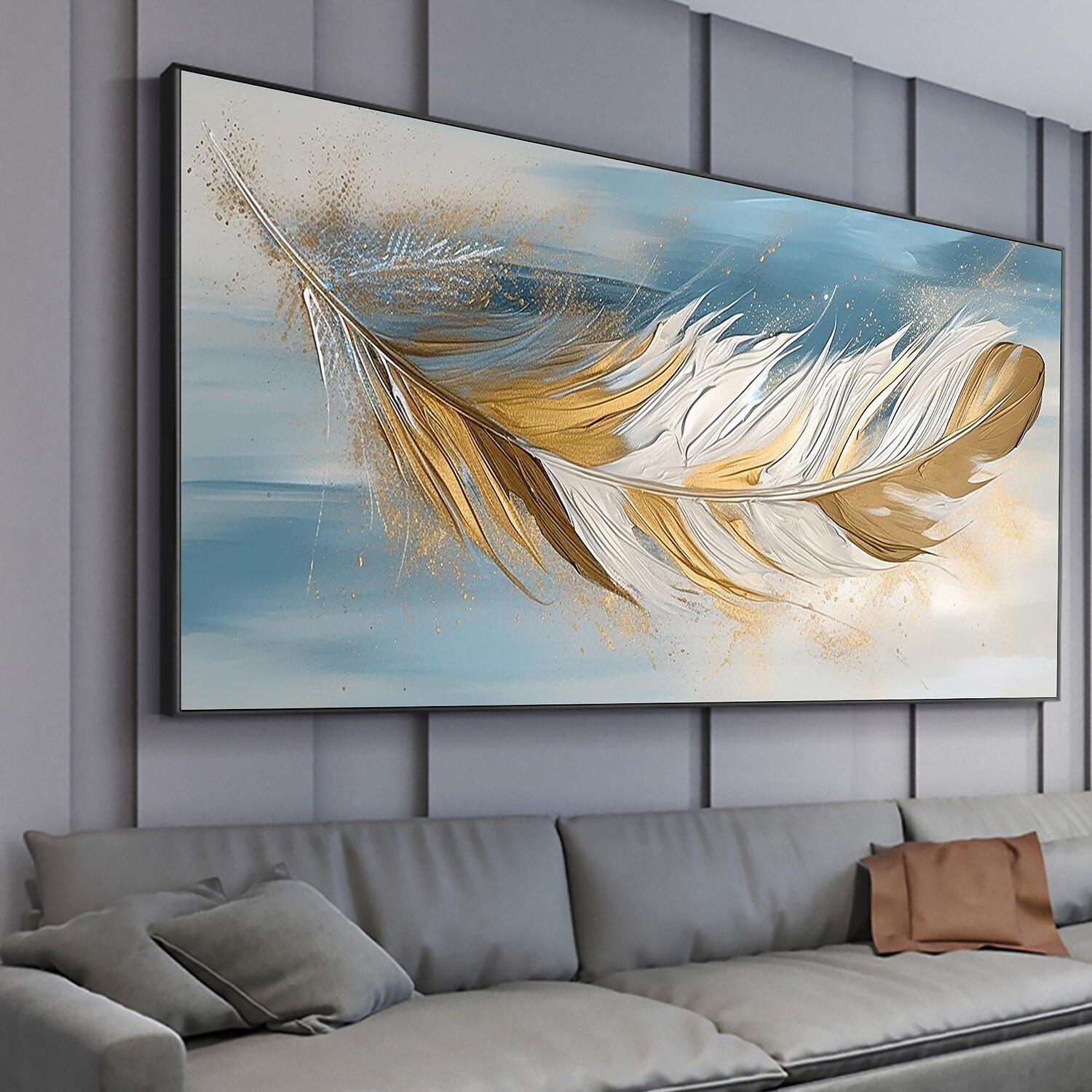 Handmade Oil Painting Canvas Wall Art Decor Original Feather Painting for Home Decor With Stretched Frame/Without Inner Frame Painting 2025 - $150.99 –P18