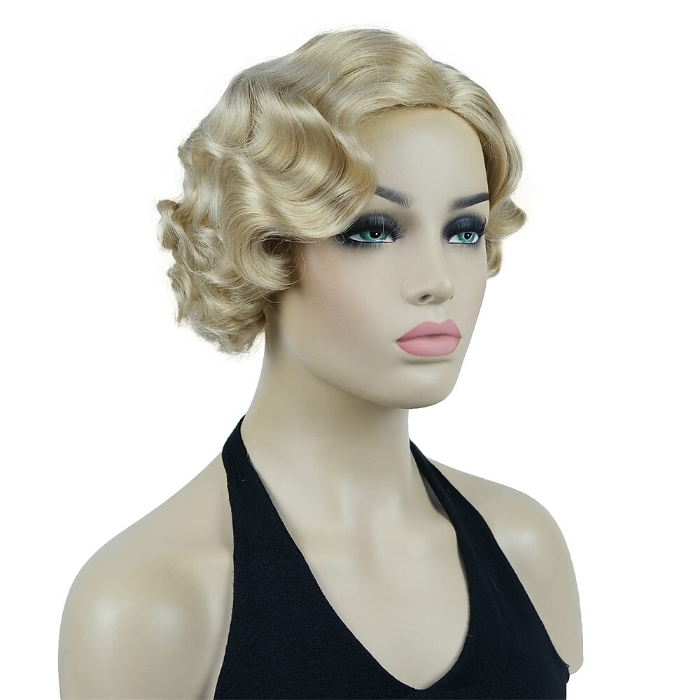 Parrucca Vintage Festa Cosplay Leggera Butterscotch Capelli Corti Ondulati Flapper Accessorio Parrucca Halloween del 2025 a $19.49 –P3