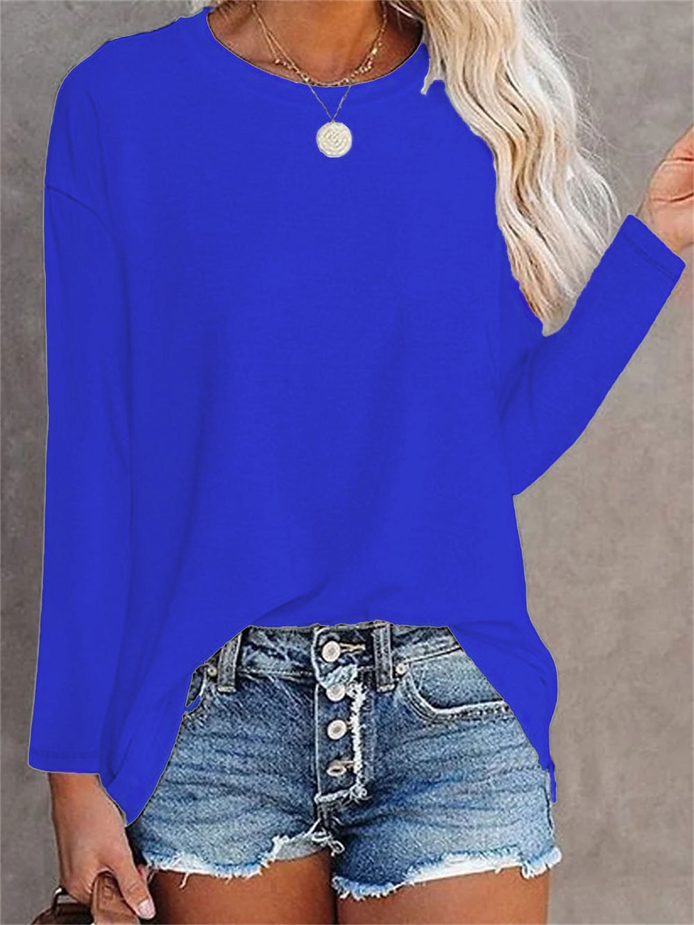 Dames T-shirt Effen Kleur Effen Dagelijks Basic Lange mouw Ronde hals Normale tops Dagelijks Zwart Wit Blozend Roze blauw Grijs Herfst winter 2025 - AU $40.59 –P6