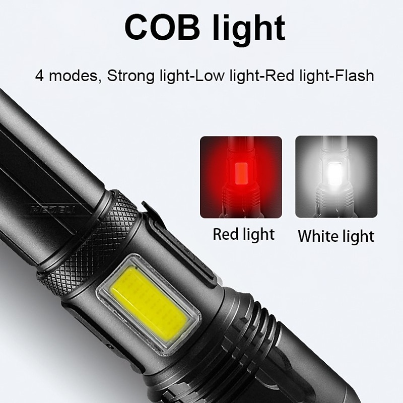 2025年 P70 携帯式フラッシュライト 防水 LED エミッタ 自動 照明モード USBケーブル付き 防水 新デザイン コンパクトデザイン 耐用的 キャンプ / ハイキング / ケイビング 日常使用 狩猟 ブラック コレクション – $31.99 –P8