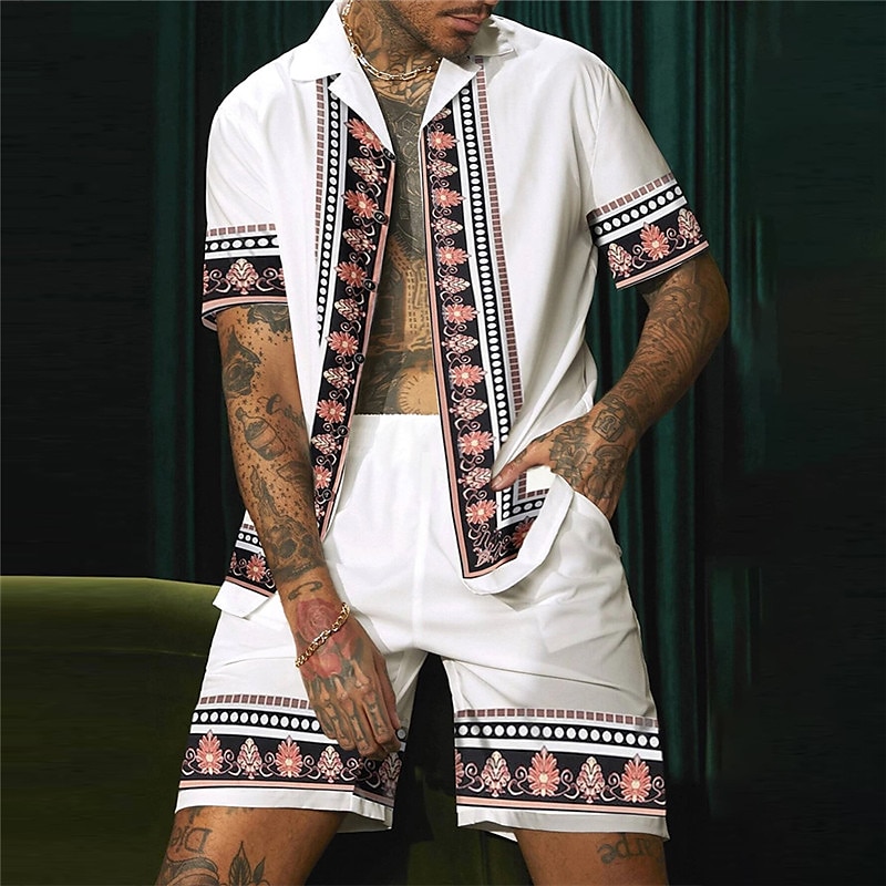 Homme Imprimé Floral Totem Ethnique 2 pièces Ensembles de chemises Chemise hawaïenne Manche Courte Pantalon court Col cubain Mode Streetwear Hawaïen Extérieur Rue Quotidien Imprimé Été Printemps de 2025 ? $34.99 –P3