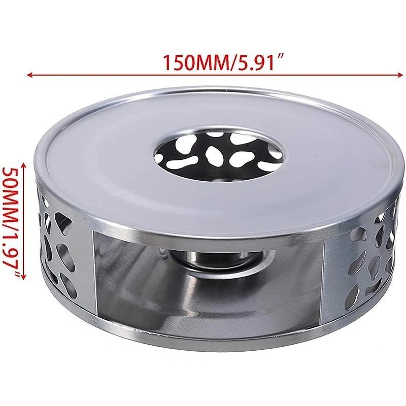 Round Teapot Warmer Stainless-Steel Candle Base Tea Pot Heat
