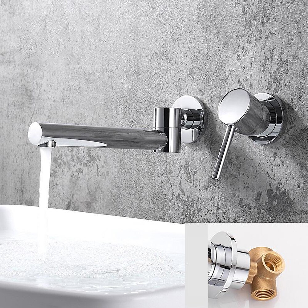 Concealed Wall Mount Bathroom Faucet Sink Mixer Basin Taps, Rotatable Washroom Vessel Single Handle Tap with Cold and Hot Hose 2025 - $80.99 –P5